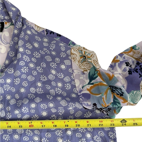 KOOS Of Course 100% Silk Women’s Button Down Blouse Size L Floral/Purple Print - Picture 8 of 8
